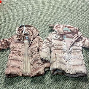 Gap Kids Size Small long champagne pink puffer jackets with hoods